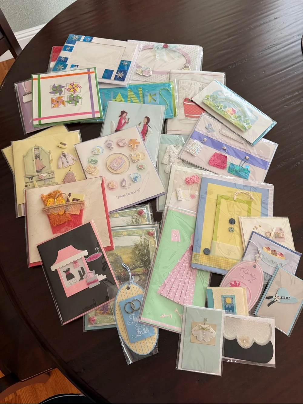 Assorted Handmade Greeting Cards - Pastel Multi-Color Set